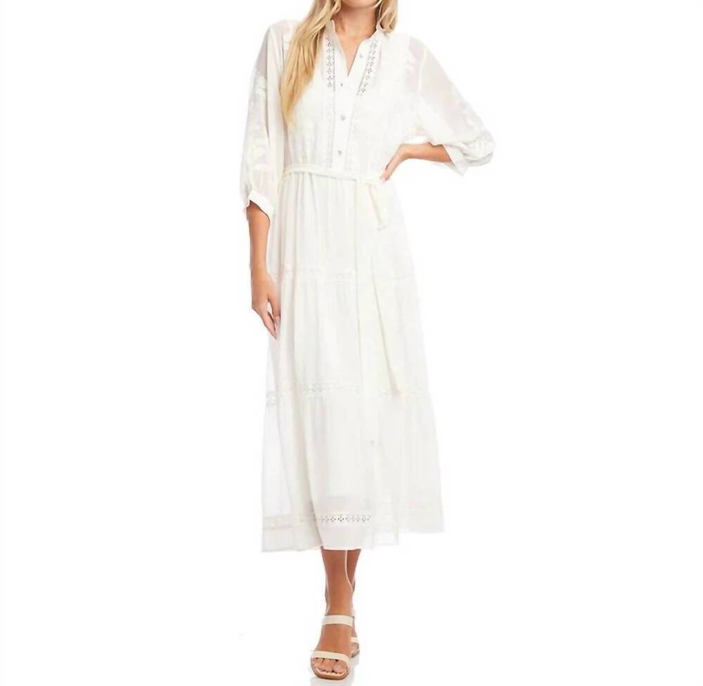 NEW KAREN KANE embroidered tiered dress in off white